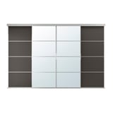 SKYTTA schuifdeur, aluminium frame, grijze & heldere panelen - opslag.