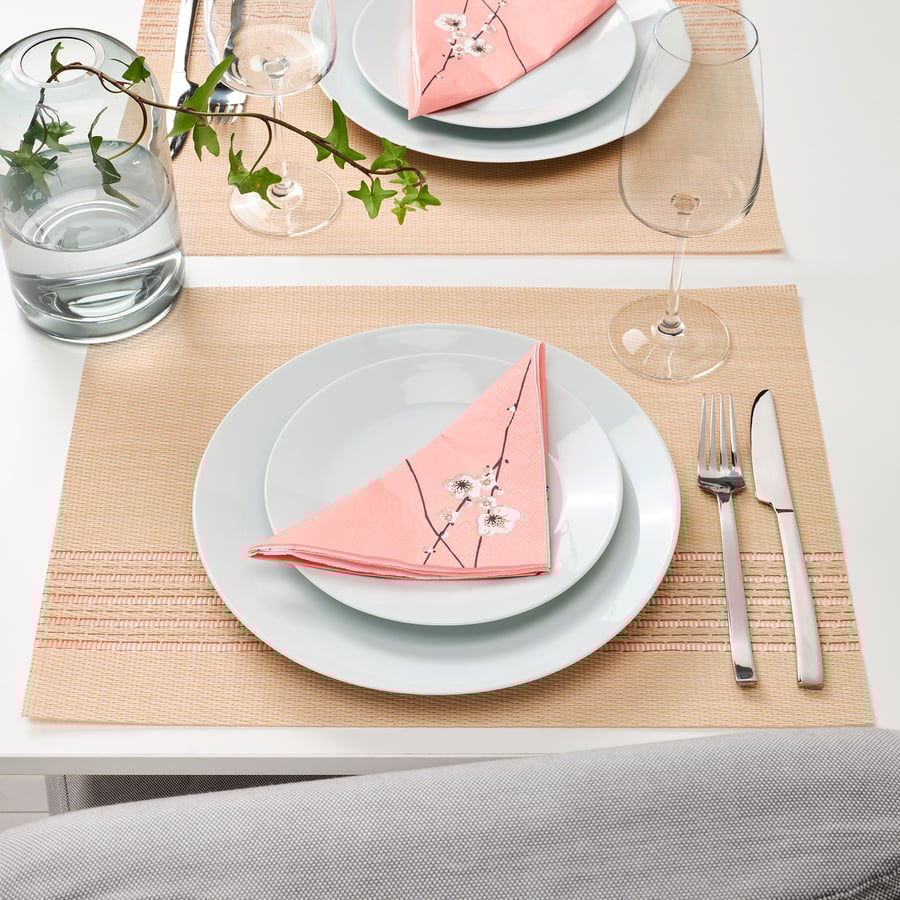 SNOBBIG Placemat, lichtrood/beige, 45x33 cm IKEA