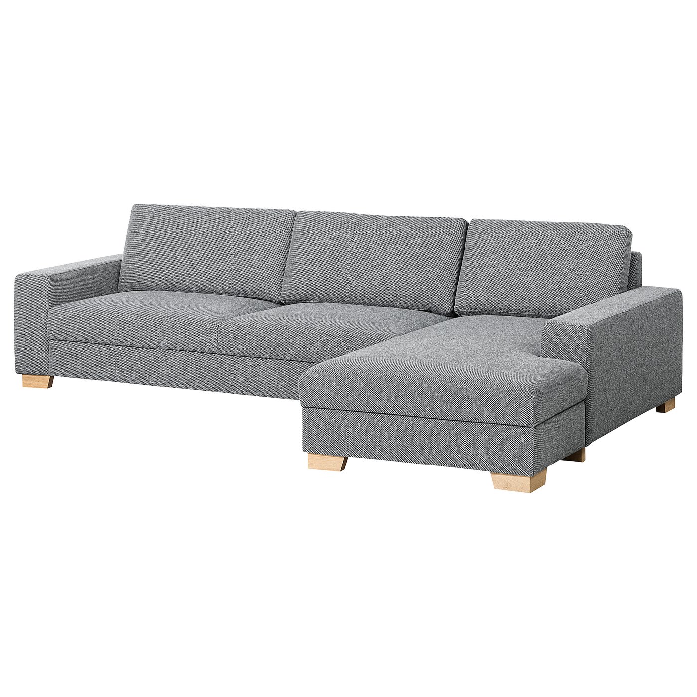 SÖRVALLEN 4zitsbank, met chaise longue, rechts/Lejde grijs/zwart