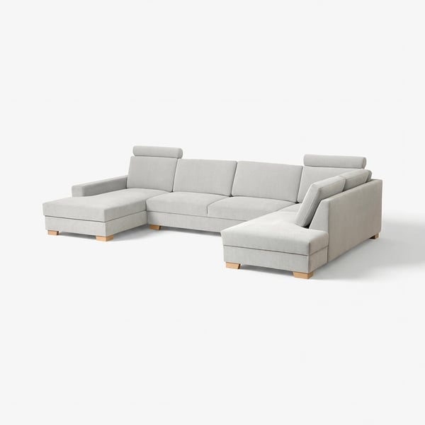 SÖRVALLEN Hoekbank, 5-zits, met chaise longue, links/Tallmyra zwart/wit