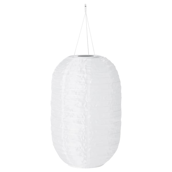 SOLVINDEN witte zonnelantaarn. Gemaakt van gerecyclede petflessen. Rond, hangend ontwerp.