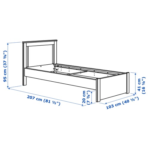 Illustratie met afmetingen voor het product: SONGESAND.