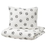 SPORTSLIG dekbedovertrek: voetbalprint, wit & zwart, zachte katoenmix.