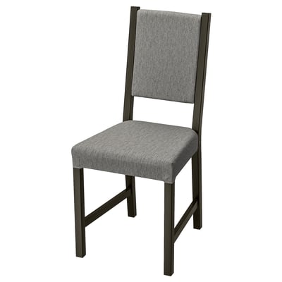 STEFAN massief houten grijze stoel met gedempte zitting en rugleuning, strak design.