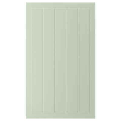 Een groene STENSUND kastdeur met verticale groeven en een gladde afwerking.