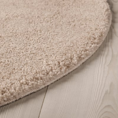 Rond, beige STOENSE vloerkleed met zachte, dikke pool; harmonie-inducerende glans.