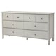 Optie: STOREMOLLA kist met 6 brede lades, zilveren knoppen, op verborgen rails, grenenhout.