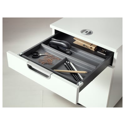 Witte bureaulade met SUMMERA-organizer voor pennen, paperclips, clips en scharen.