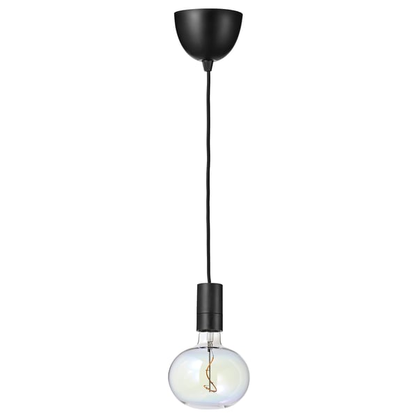 SUNNEBY hanglamp met zwart snoer, veelkleurige led-lamp, zeepbeleffect.