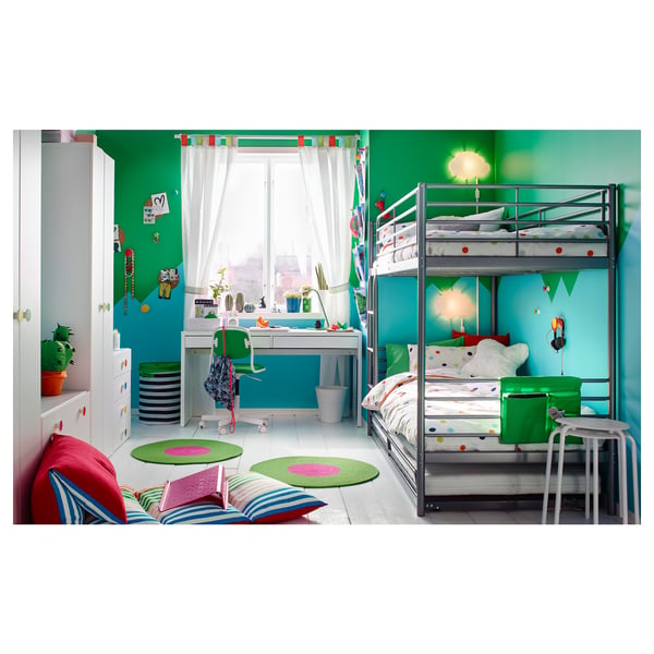 Svarta Frame Stapelbed Zilverkleur 90x200 Cm Ikea