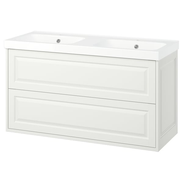 TÄNNFORSEN / ORRSJÖN Wastafel+lades/wasbak, wit, 122x49x69 cm