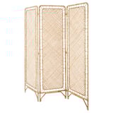 Rotan scheidingswand, beige diamantweefsel, stevige metalen voet