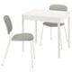 TONSTAD / VIHALS Tafel met 2 stoelen, ecru/wit Tibbleby beige/grijs, 80/120x70 cm