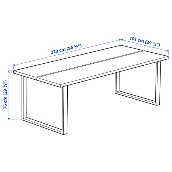 TRANEBO Eettafel, zwart, 220x101x76 - IKEA België