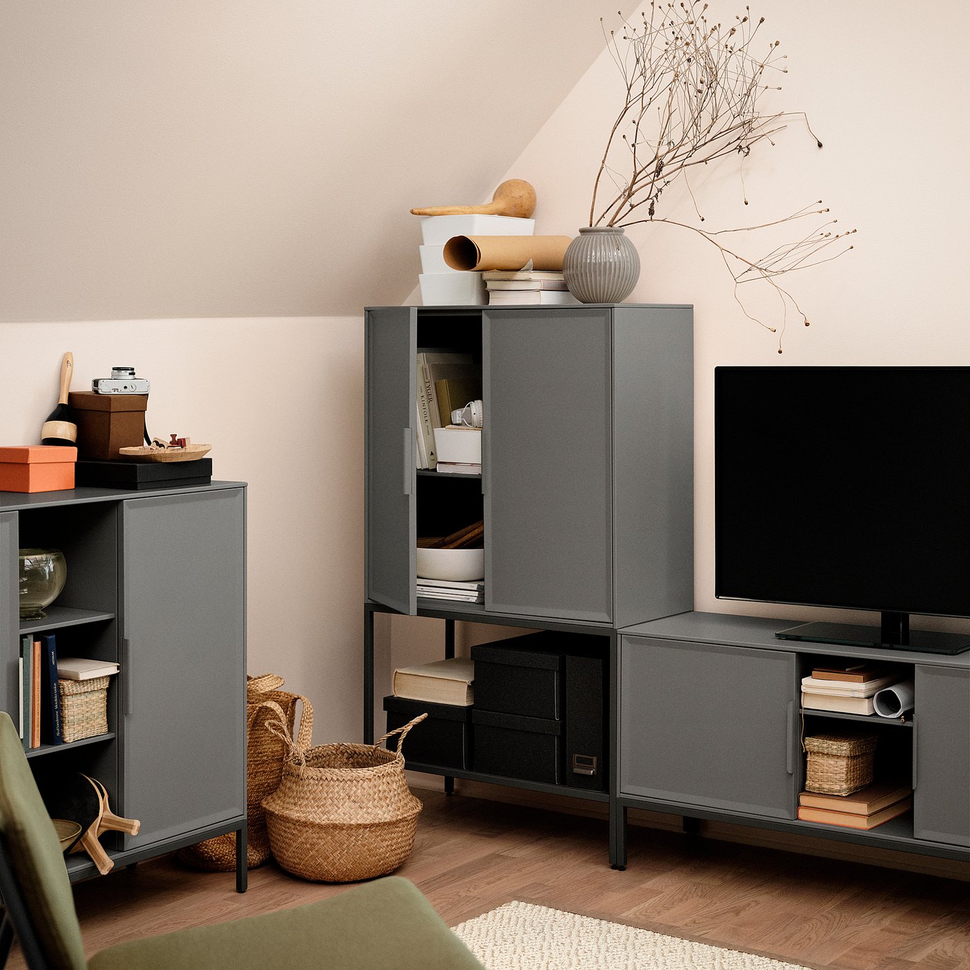TULLSTORP tv-meubel, grijs, 114x35x53 cm - IKEA België