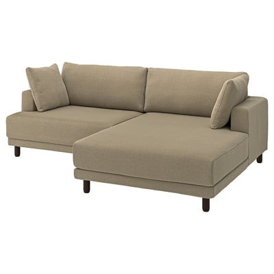 UPPÅKRA 3-zits modulaire bank, met chaise longue, rechts/Johanneshov bruin-beige