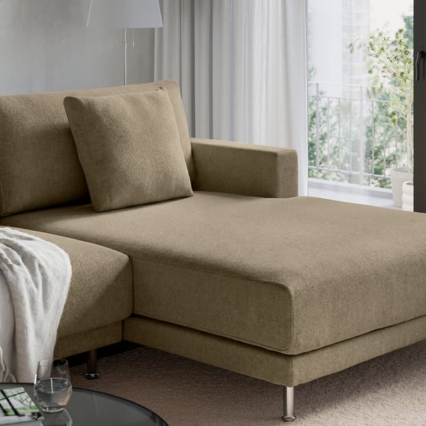 UPPÅKRA 3-zits modulaire bank, met chaise longue, rechts/Johanneshov bruin-beige