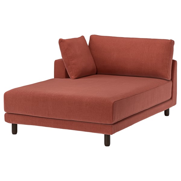 UPPÅKRA Chaise longue-module, met armleuning links/Samsala bruinrood