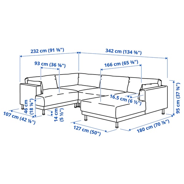 UPPÅKRA U-vormige bank, 4,5-zits, met chaise longue, rechts/Johanneshov donkergrijs