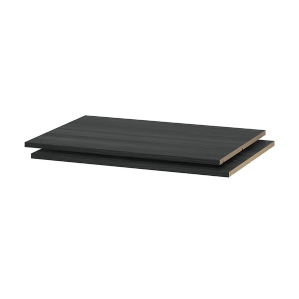 UTRUSTA planken: zwart, rechthoekig, melamine, 18 mm dik, stevig, schoon oppervlak.
