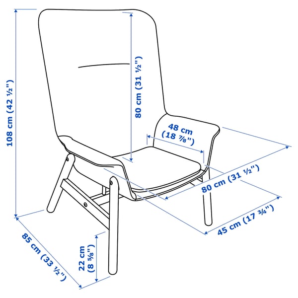 Voor type in beroep gaan Groot universum VEDBO Fauteuil met hoge rugleuning, Gunnared blauw - IKEA België