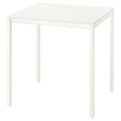 IKEA VIHALS, witte, vierkante eettafel. Modern, minimalistisch design met metalen poten.