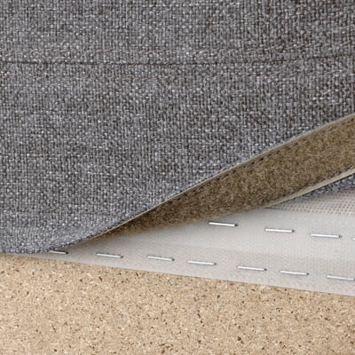 Close-up van VIMLE bankstof, afneembare en wasbare hoes met klittenbandsluiting.