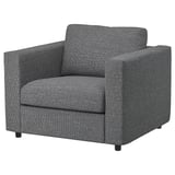 VIMLE fauteuil: grijs, boxy, stof, modern, comfortabel.