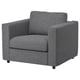 VIMLE fauteuil: grijs, boxy, stof, modern, comfortabel.