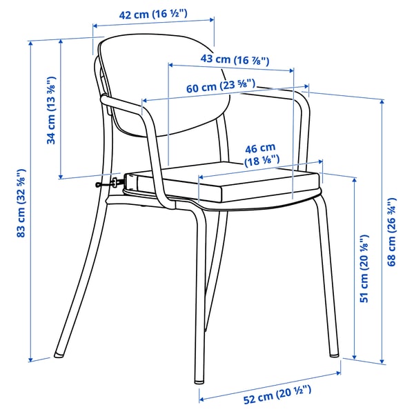 Illustratie met afmetingen voor het product: VISINGSÖ.