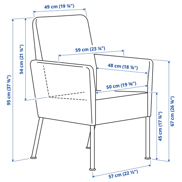 Illustratie met afmetingen voor het product: VITTSKÄR.