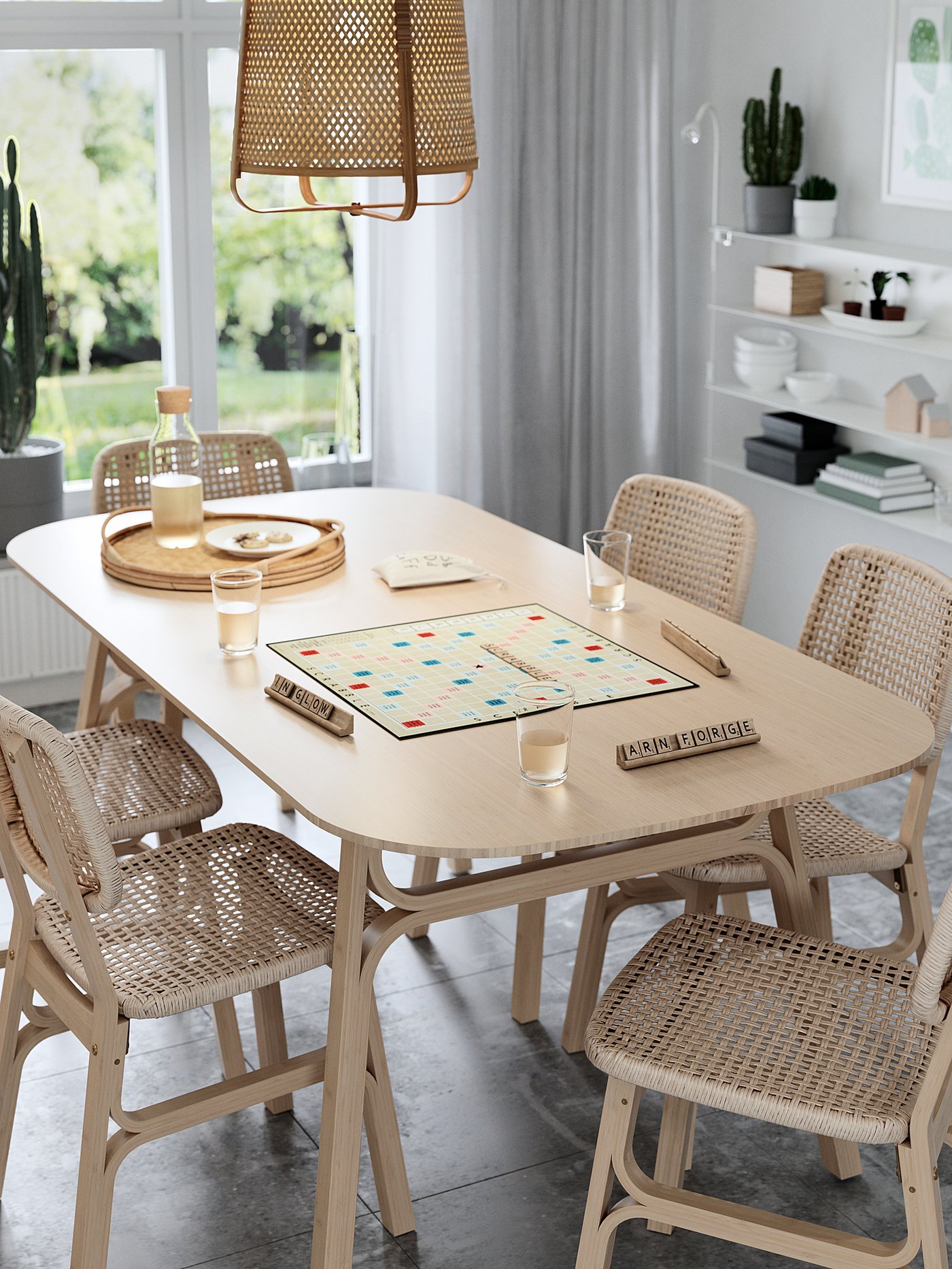 VOXLÖV Eettafel - licht bamboe 180x90 cm