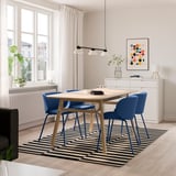 VOXLÖV / KRYLBO Tafel en 4 stoelen, licht bamboe/Tonerud blauw, 180x90 cm