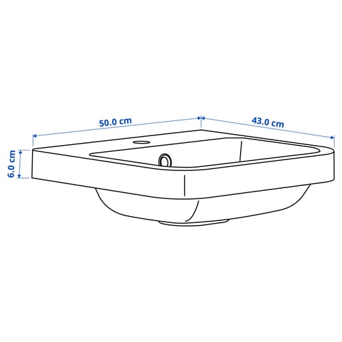 BACKSJÖN حوض مغسلة شبه غائر, أسود, 50x44 سم