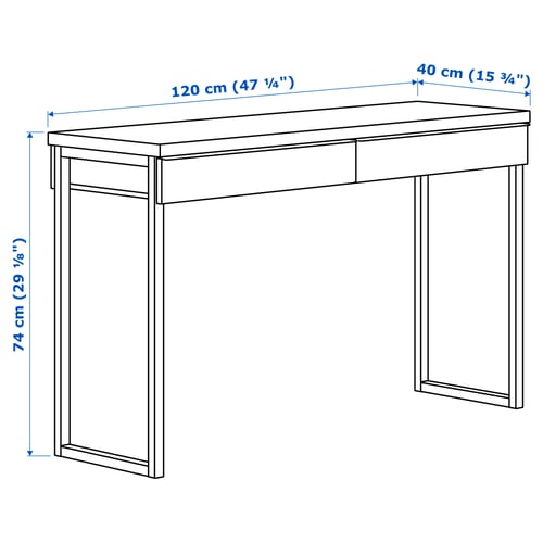 BESTÅ BURS مكتب, لامع أبيض, 120x40 سم