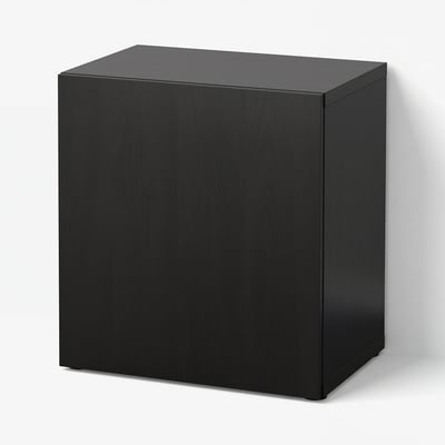 BESTÅ وحدة رف مع باب, أسود-بني/Lappviken أسود-بني, 60x42x64 سم