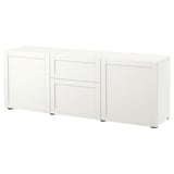 BESTÅ تشكيلة تخزين مع أدراج, أبيض/Hanviken أبيض, ‎180x42x65 سم‏