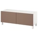 BESTÅ طاولة تلفزيون مع أبواب, أبيض Lappviken/Stubbarp/رمادي فاتح-بني, ‎120x42x48 سم‏