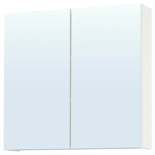 ENHET خزانة بمرآة بأبواب, أبيض, 80x17x75 سم