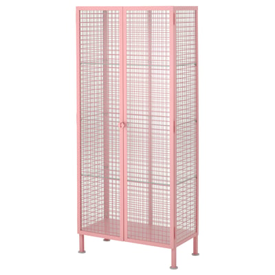IKEA PS 2026 خزانة بباب زجاج, زهري فاتح, 73x36x160 سم