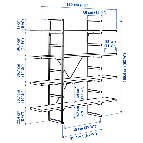 IKEA PS 2026 وحدة رفوف, صنوبر, 160x35x161 سم