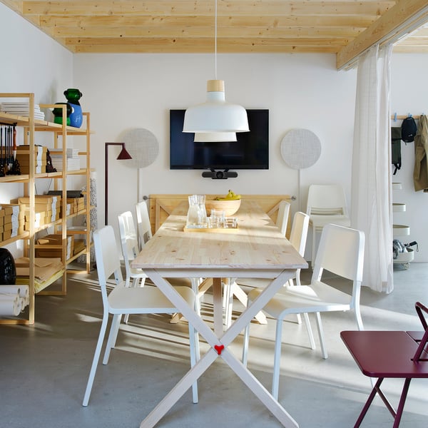 IKEA PS 2026 طاولة, قابلة للطي/صنوبر طلاء شفاف, 156x75 سم