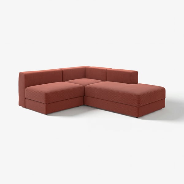 JÄTTEBO وحدة كنبة زاوية ٢،٥ مقاعد مع أريكة, أيمن/Samsala بني-أحمر