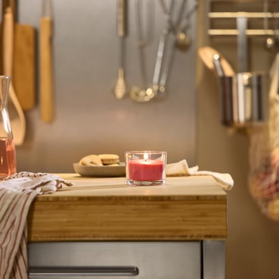 LOTSFÅGEL شمعة معطرة في كأس, بطيخ وردي برّاق, 20 س