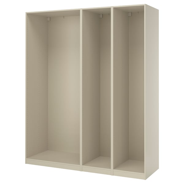 PAX 3 هياكل خزانة ملابس, رمادي-بيج, ‎200x58x236 سم‏