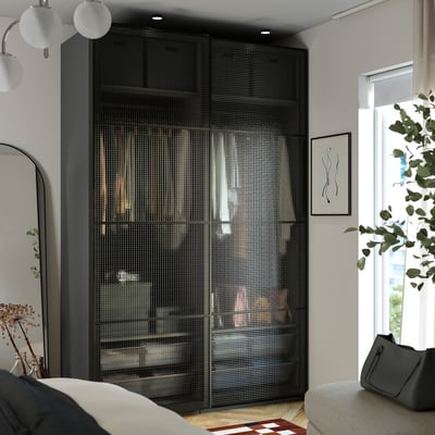 PAX / LUNDBRÄSMA دولاب ملابس مع أبواب سحّابة