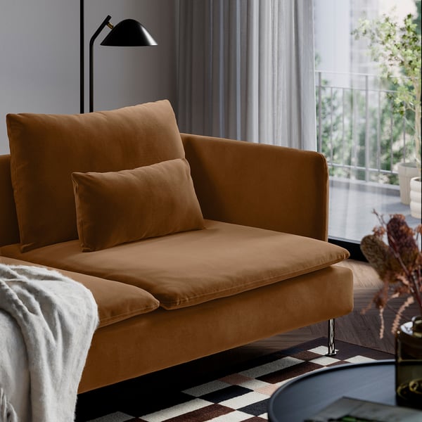 SÖDERHAMN أريكة 4 مقاعد, Alhamn بني-أصفر غامق