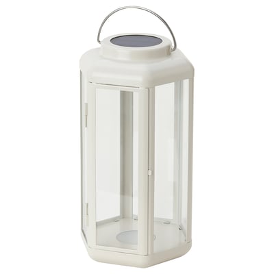 SOLVINDEN مصباح طاولة طاقة شمسية LED, فانوس/بيج, 28 سم