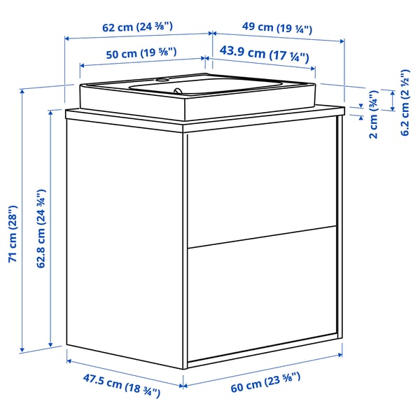 TÄNNFORSEN / ORRSJÖN خزانة حوض بأدراج/حوض مغسلة