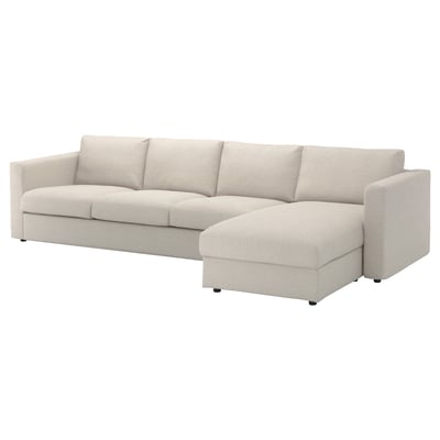 VIMLE غطاء كنبة 4 مقاعد مع أريكة طويلة, Gunnared بيج